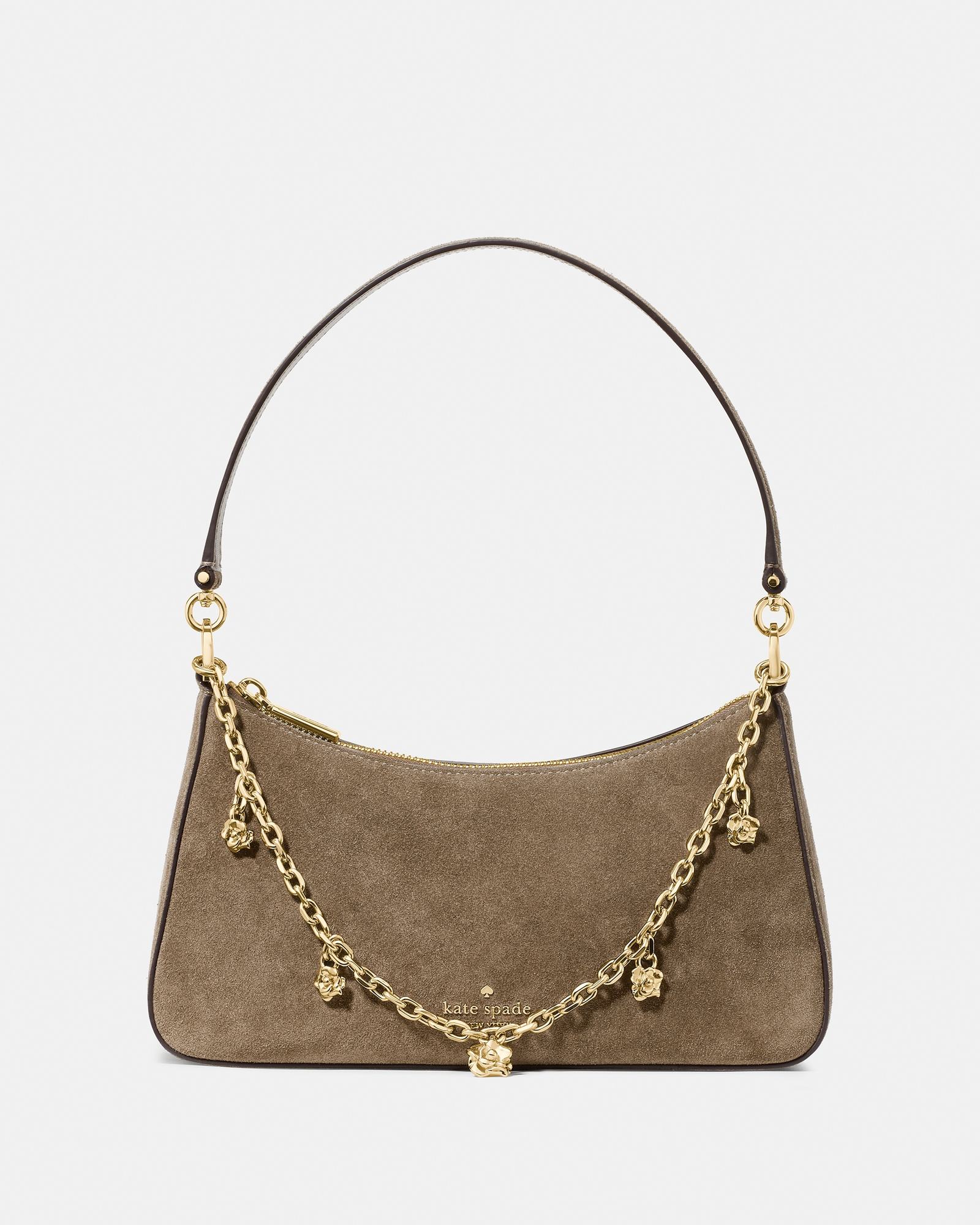 Kate Spade Margot Suede Shoulder Bag with Floral Chain - Preorder