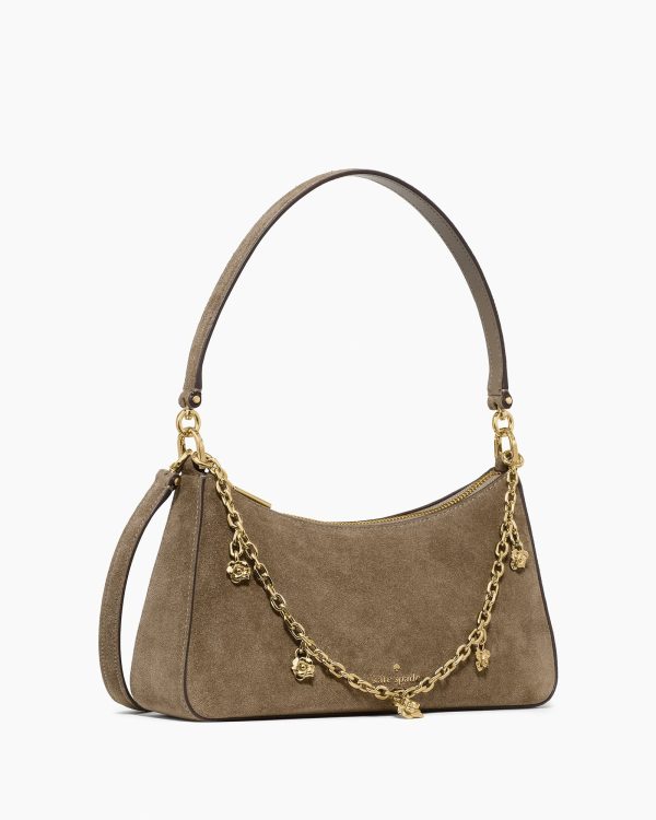 Kate Spade Margot Suede Shoulder Bag with Floral Chain - Preorder