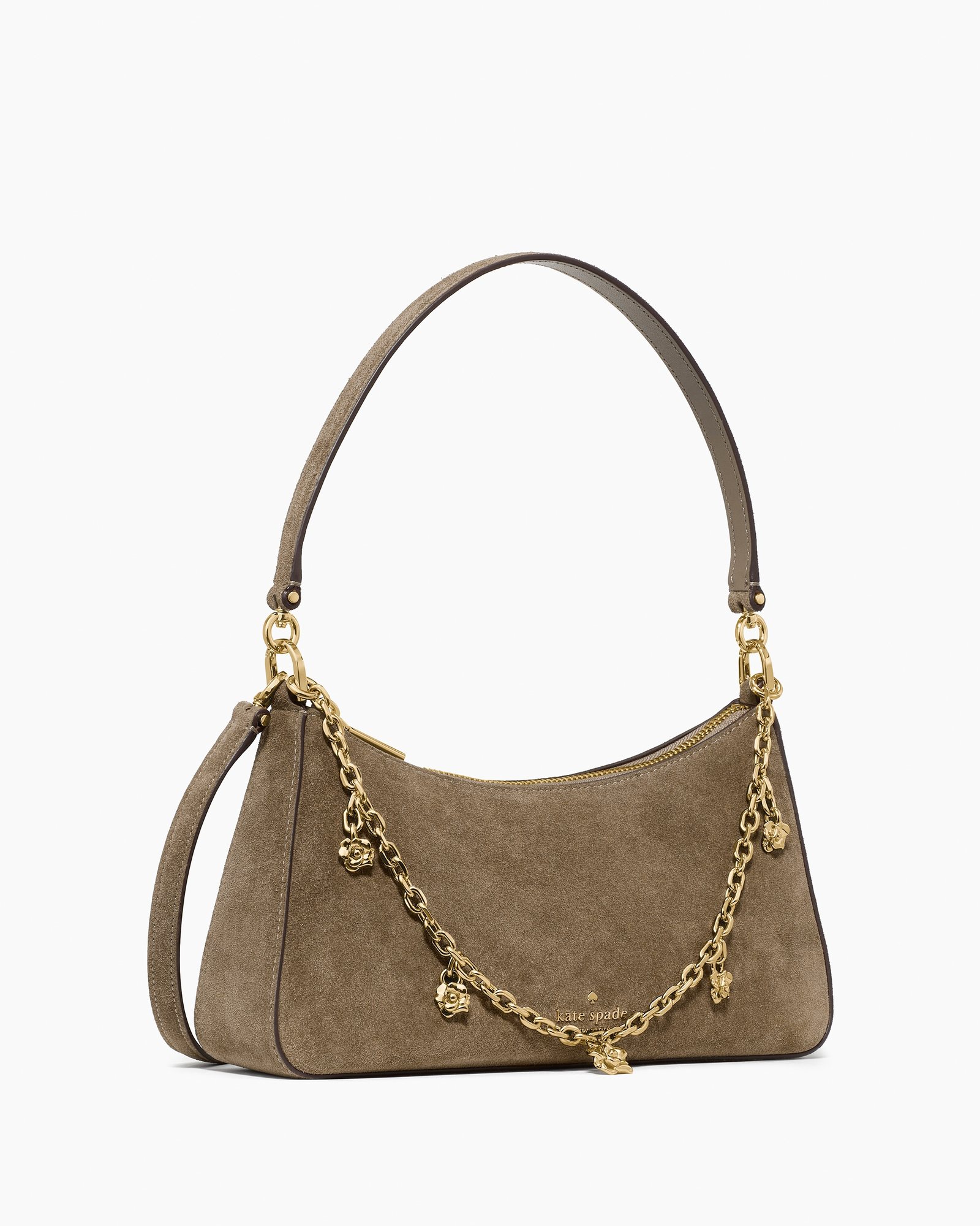 Kate Spade Margot Suede Shoulder Bag with Floral Chain - Preorder