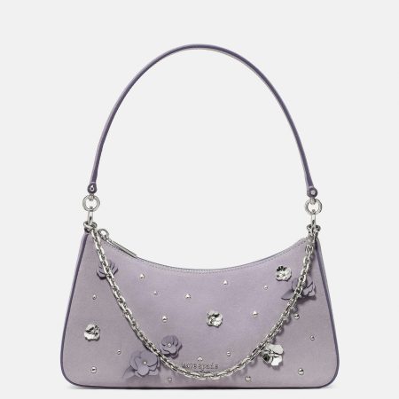 Kate Spade Margot Embellished Suede Shoulder Bag - Preorder — Icy Lavender (500)