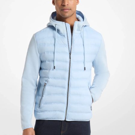 Michael Kors Galway Quilted Mixed-Media Jacket - Preorder — Pale Blue