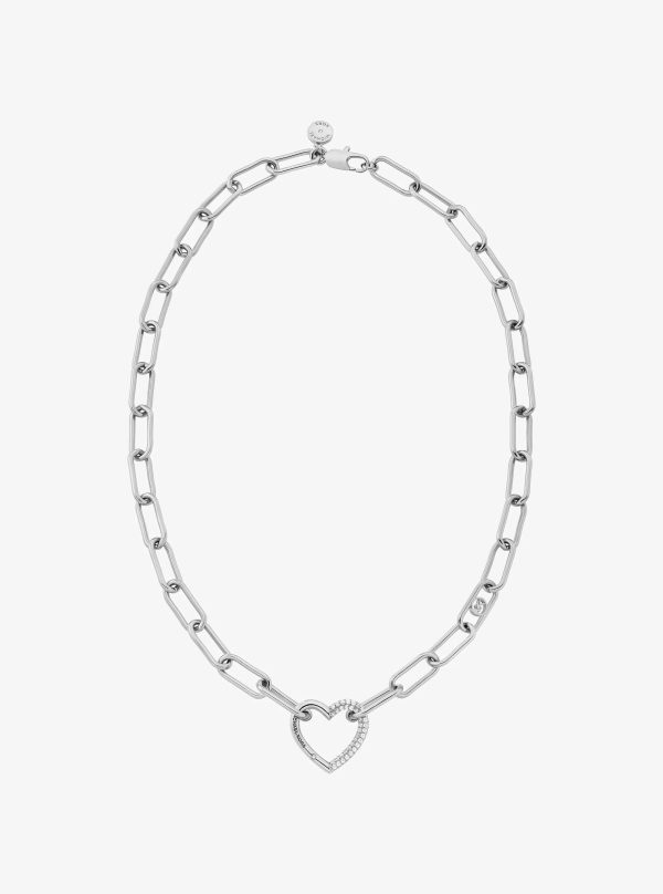 Michael Kors Pavé Heart Curb-Link Necklace - Preorder
