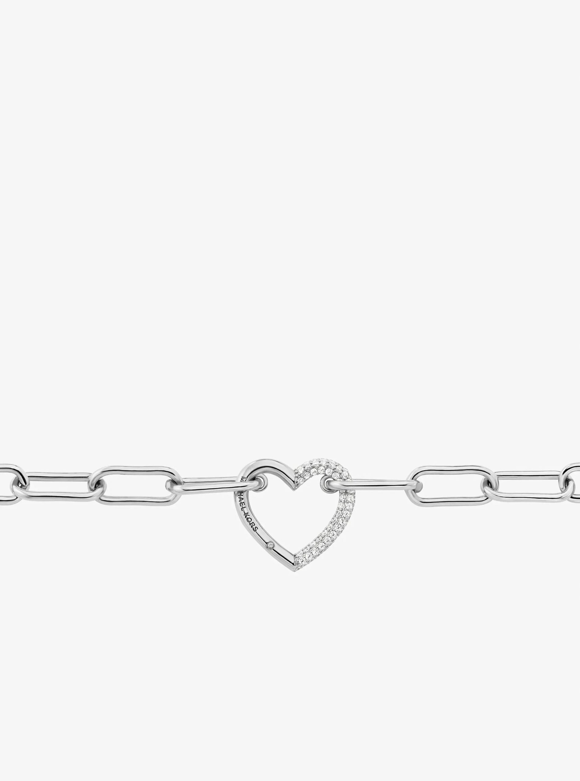Michael Kors Pavé Heart Curb-Link Necklace - Preorder