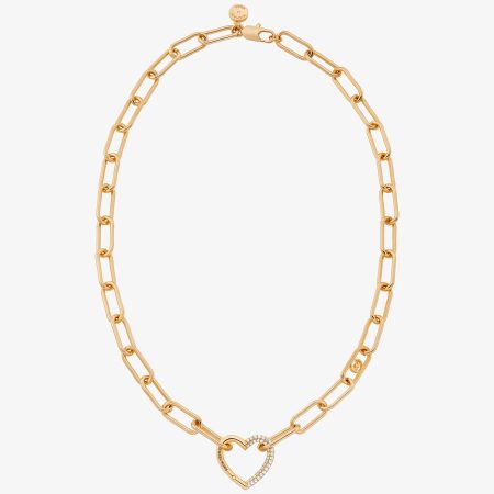 Michael Kors Pavé Heart Curb-Link Necklace - Preorder — Gold