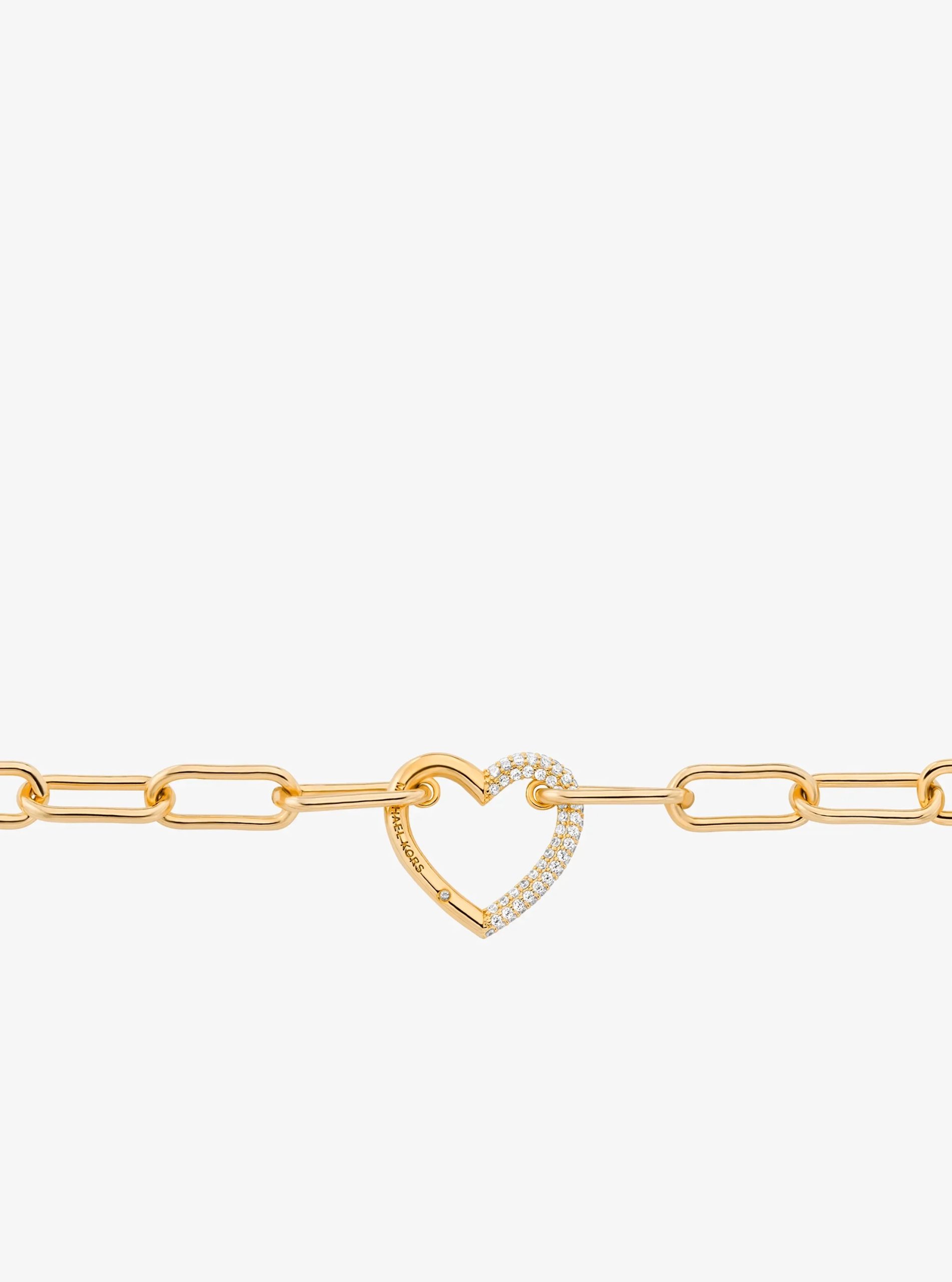 Michael Kors Pavé Heart Curb-Link Necklace - Preorder