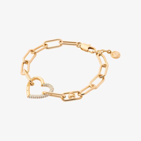 Michael Kors Pavé Heart Curb-Link Bracelet - Preorder — Gold