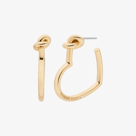 Michael Kors Knotted Heart Hoop Earrings - Preorder — Gold
