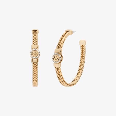 Michael Kors Pavé Logo Foxtail Chain Hoop Earrings - Preorder — Gold
