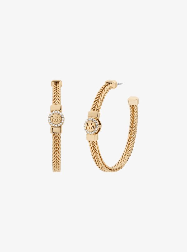 Michael Kors Pavé Logo Foxtail Chain Hoop Earrings - Preorder