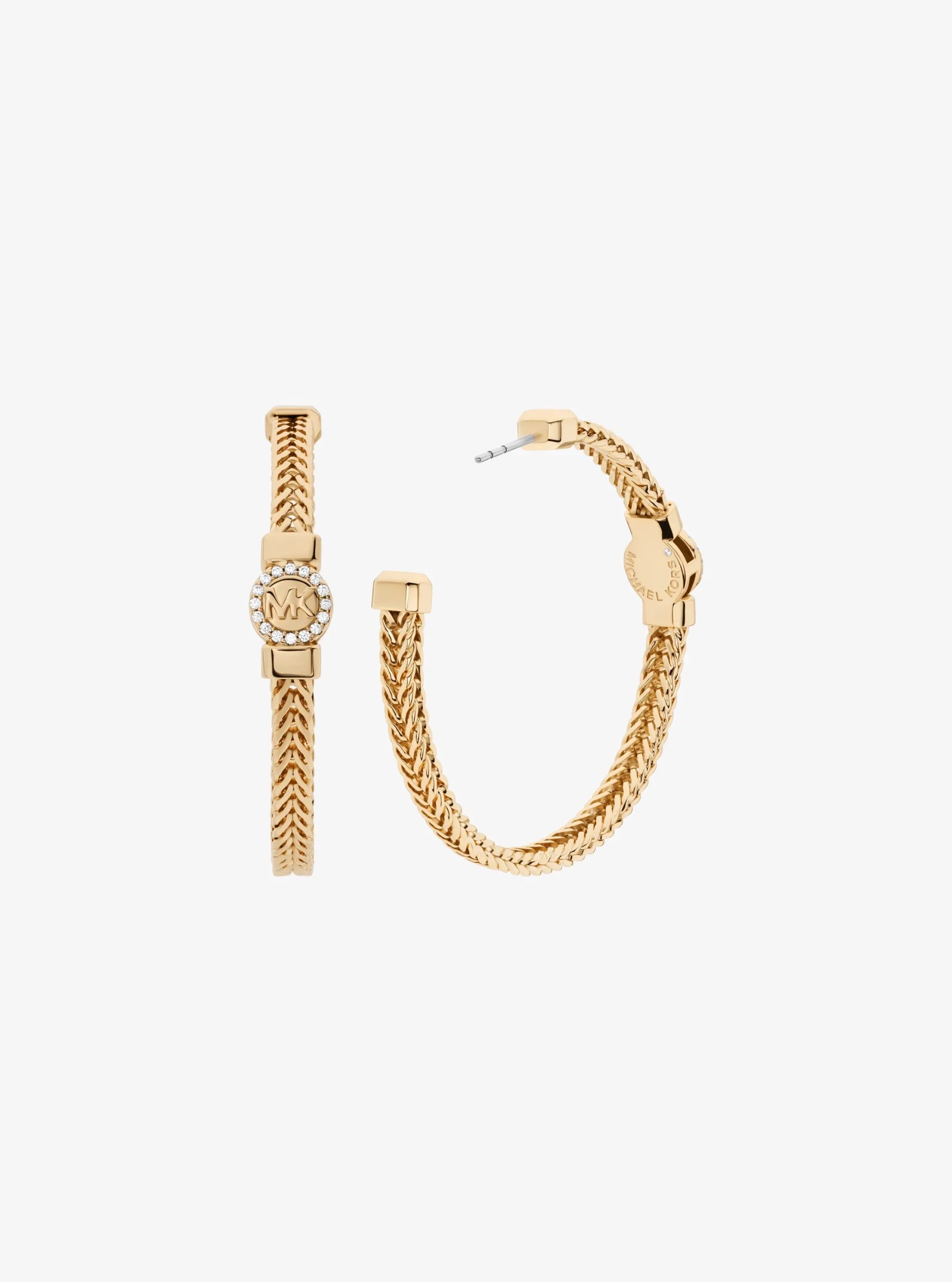 Michael Kors Pavé Logo Foxtail Chain Hoop Earrings - Preorder