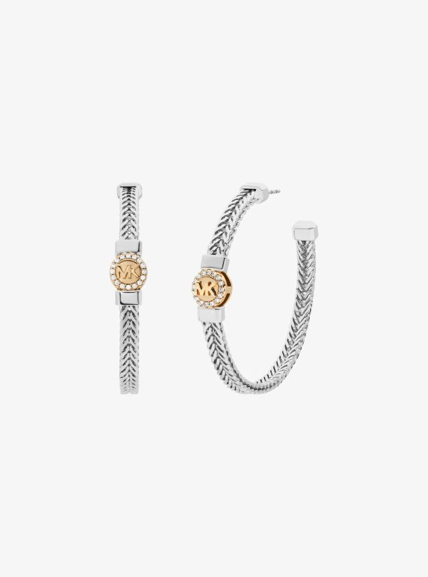Michael Kors Pavé Logo Foxtail Chain Hoop Earrings - Preorder