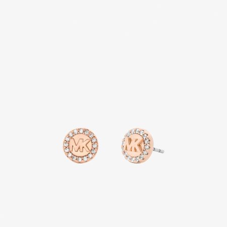 Michael Kors Pavé Logo Stud Earrings - Preorder — Rose Gold