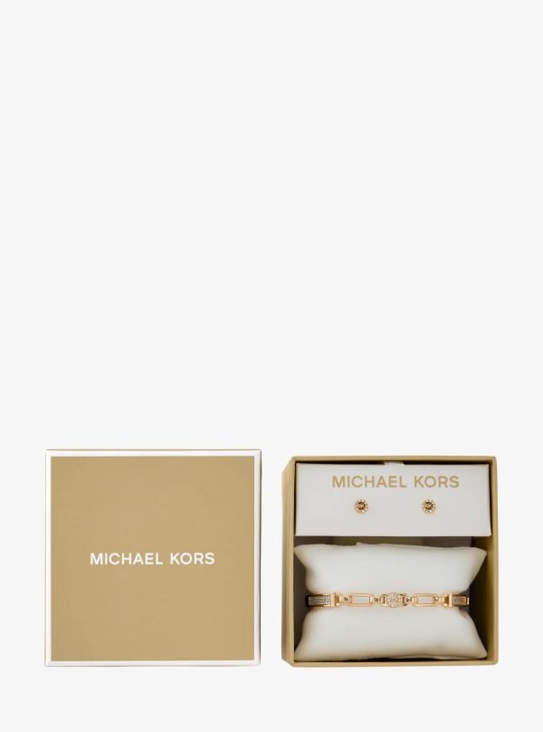 Michael Kors Pavé Logo Bangle and Stud Earrings Gift Set - Preorder