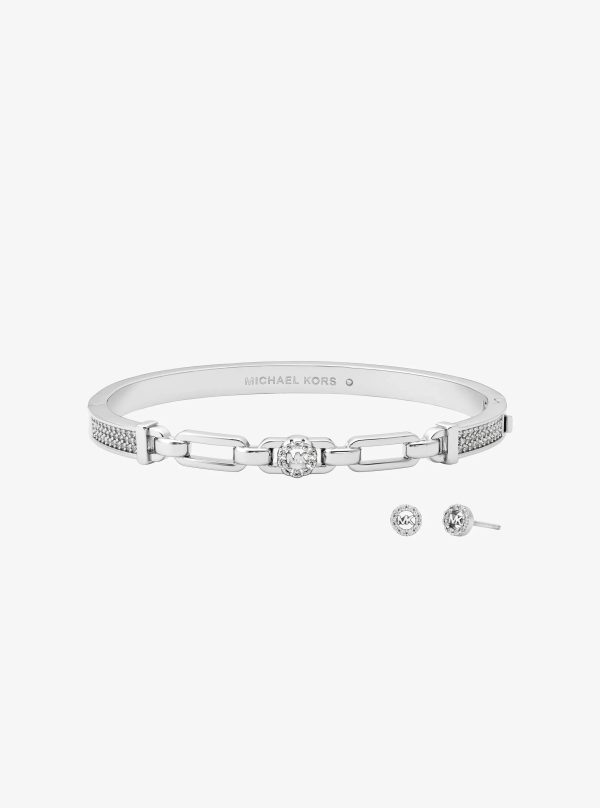 Michael Kors Pavé Logo Bangle and Stud Earrings Gift Set - Preorder