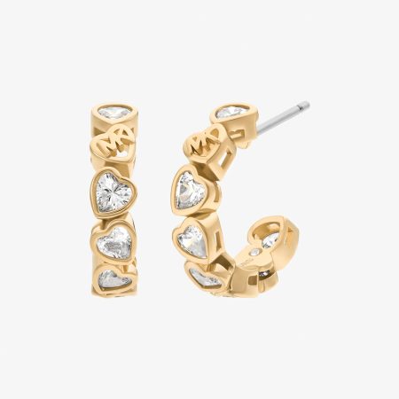 Michael Kors Cubic Zirconia Hearts Hoop Earrings - Preorder — Gold