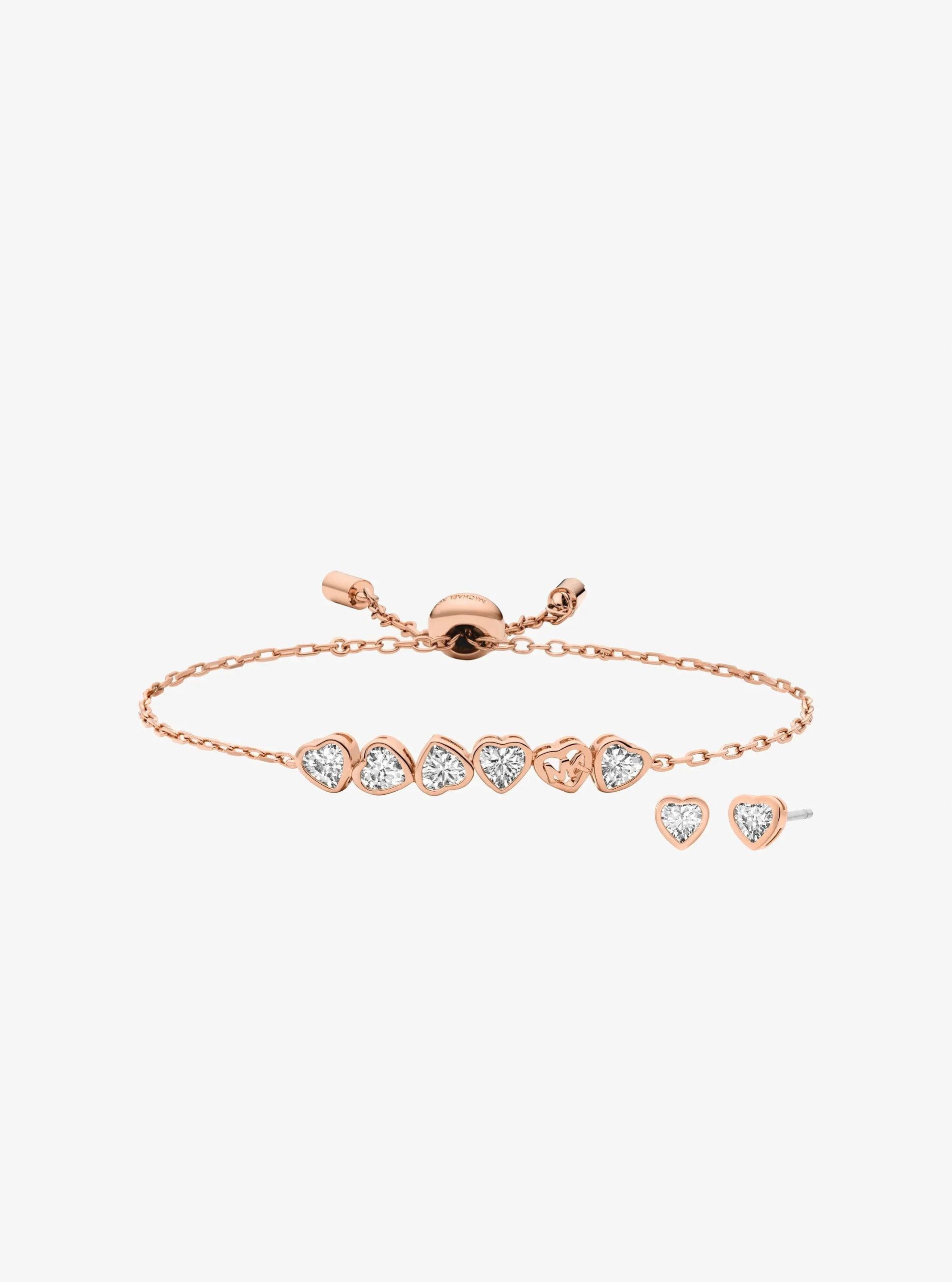 Michael Kors Cubic Zirconia Hearts Slider Bracelet and Stud Earrings - Preorder