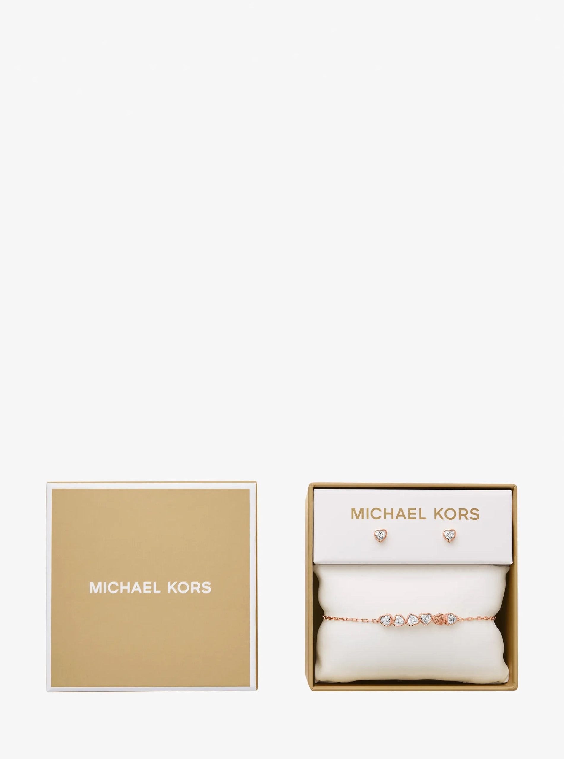 Michael Kors Cubic Zirconia Hearts Slider Bracelet and Stud Earrings - Preorder