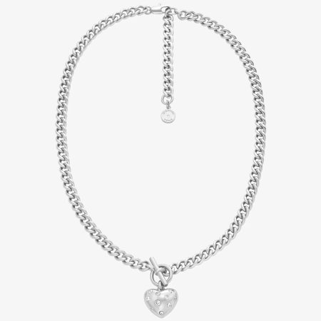 Michael Kors Pavé Heart Charm Necklace - Preorder — Silver