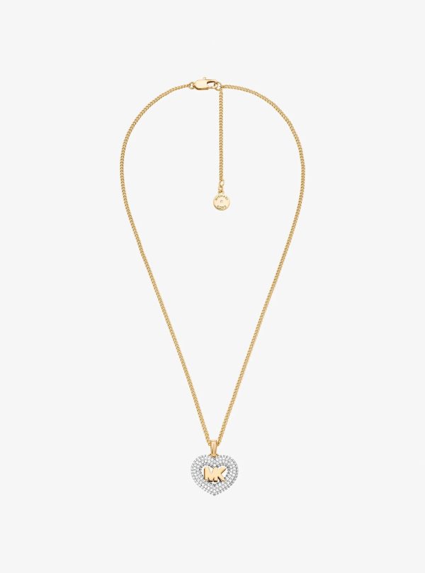 Michael Kors Logo and Pavé Heart Necklace - Preorder