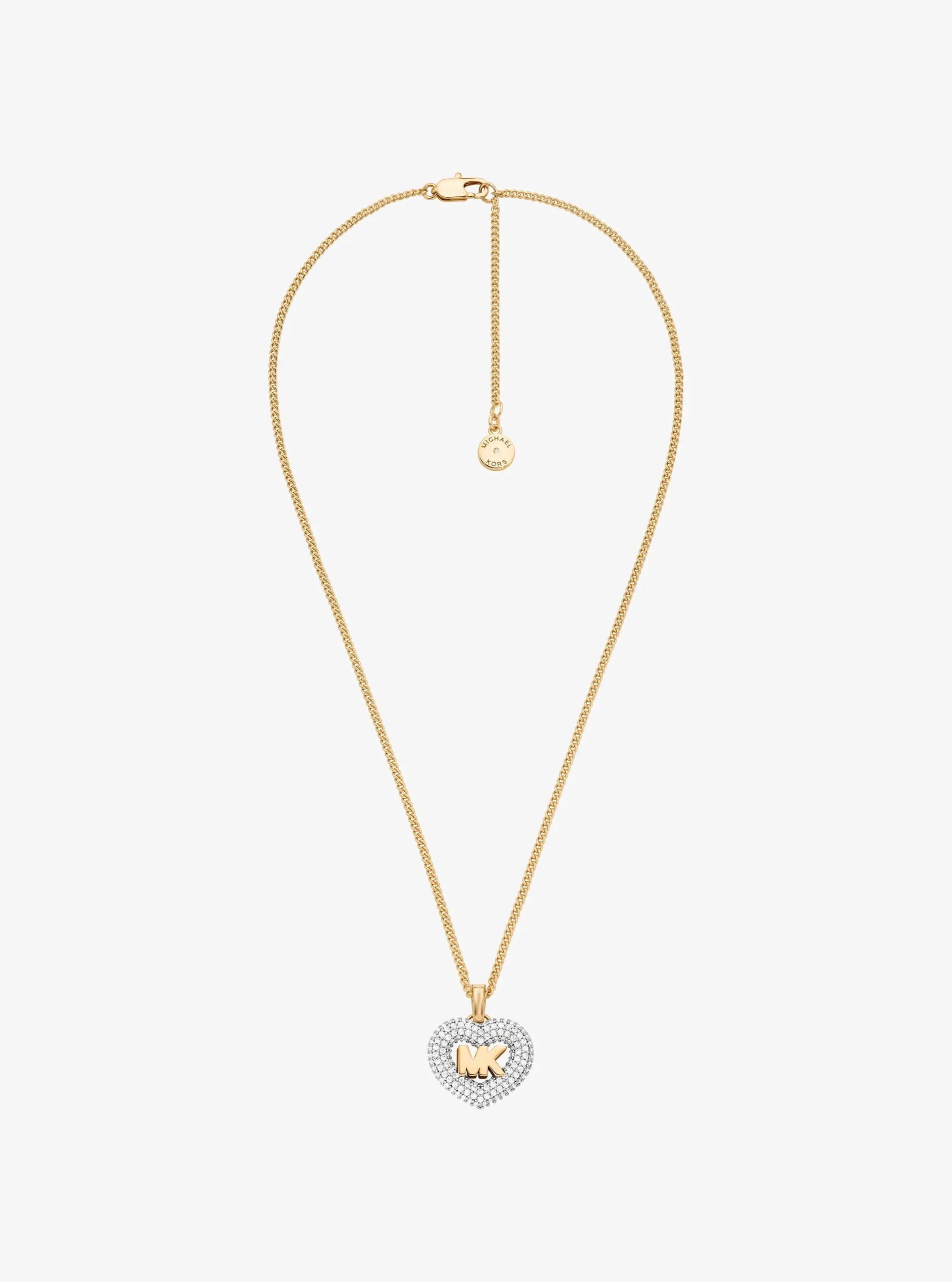 Michael Kors Logo and Pavé Heart Necklace - Preorder