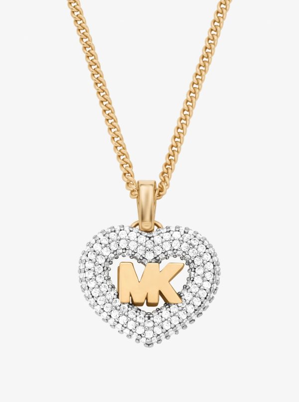 Michael Kors Logo and Pavé Heart Necklace - Preorder