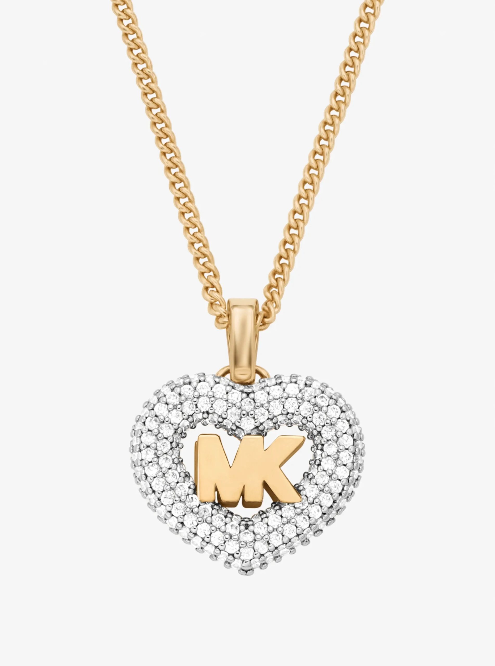 Michael Kors Logo and Pavé Heart Necklace - Preorder
