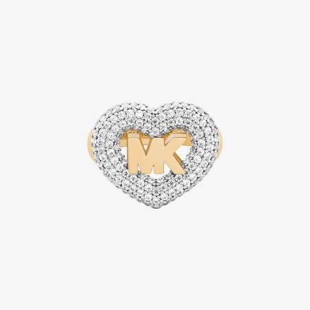 Michael Kors Logo and Pavé Heart Ring - Preorder — Gold
