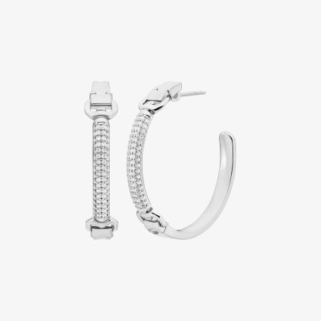 Michael Kors Pavé Horsebit Hoop Earrings - Preorder — Silver