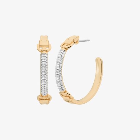 Michael Kors Pavé Horsebit Hoop Earrings - Preorder — Gold