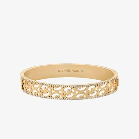 Michael Kors Pavé Perforated Logo Bangle - Preorder — Gold