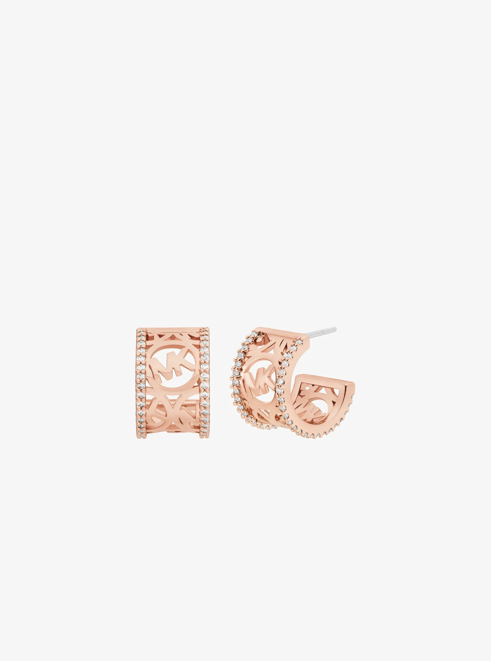 Michael Kors Pavé Perforated Logo Huggie Earrings - Preorder
