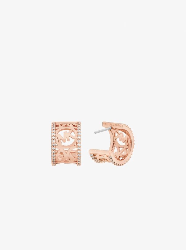 Michael Kors Pavé Perforated Logo Huggie Earrings - Preorder