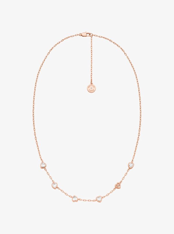 Michael Kors Heart Cubic Zirconia Necklace and Stud Earrings Gift Set - Preorder