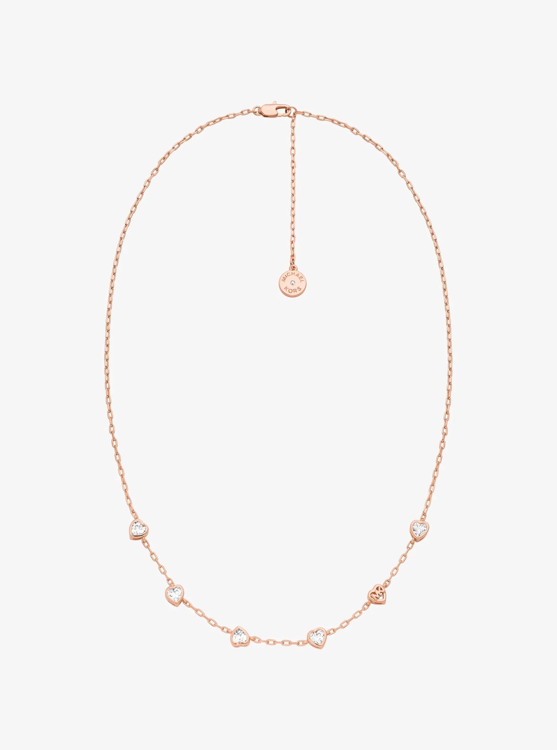 Michael Kors Heart Cubic Zirconia Necklace and Stud Earrings Gift Set - Preorder