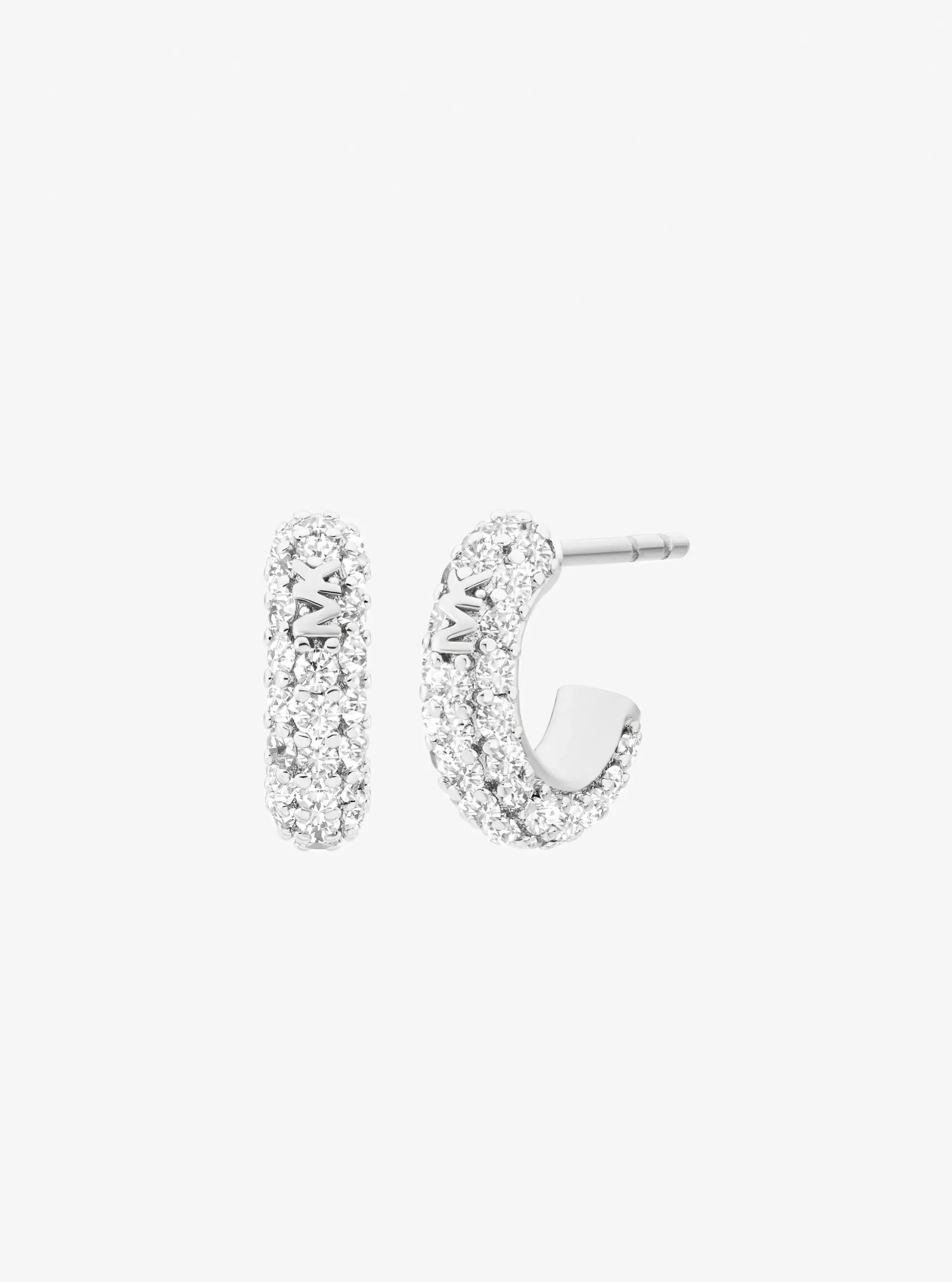 Michael Kors Pavé Heart and Logo Necklace and Hoop Earrings Jewelry Gift Set - Preorder