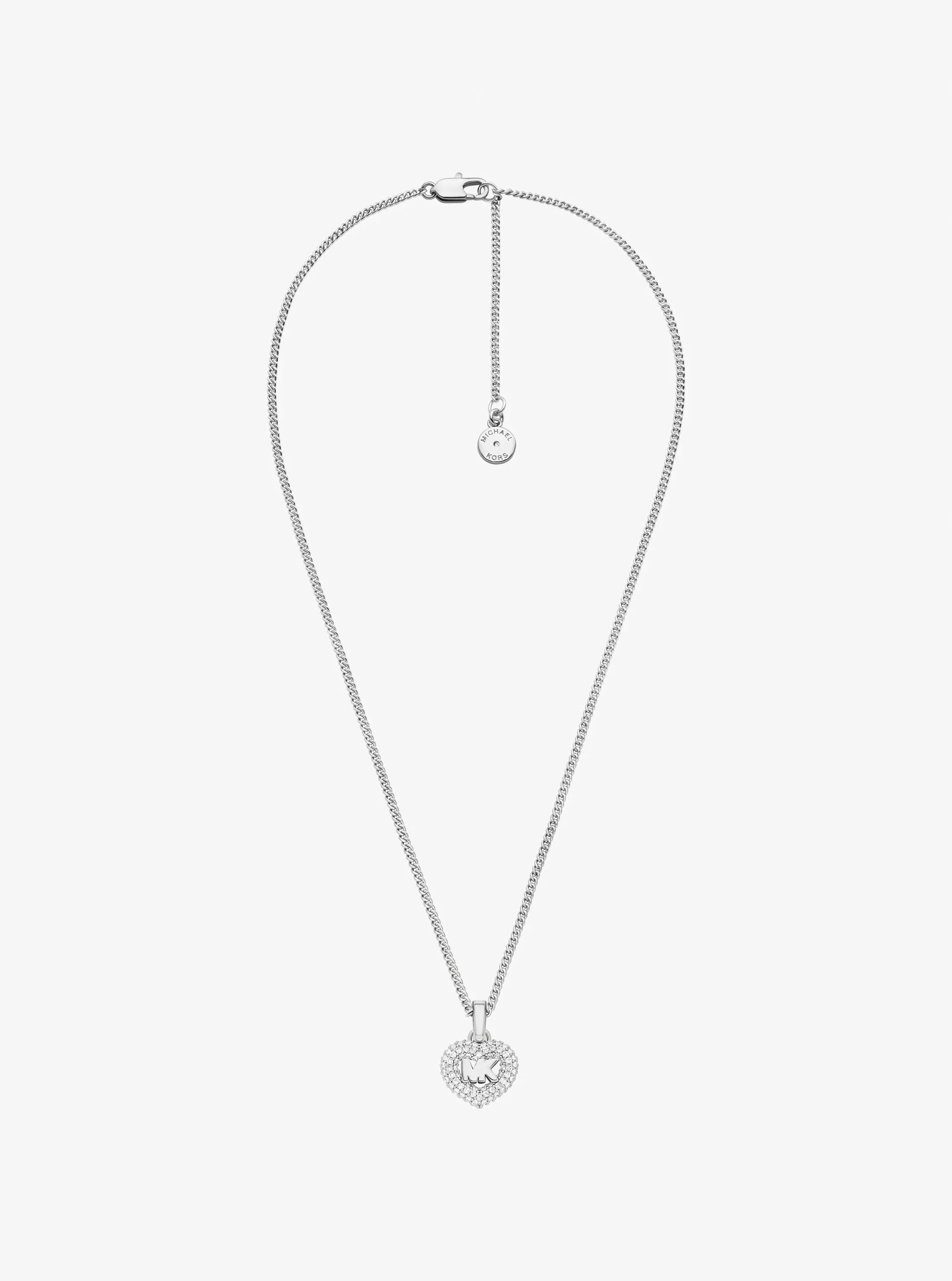 Michael Kors Pavé Heart and Logo Necklace and Hoop Earrings Jewelry Gift Set - Preorder