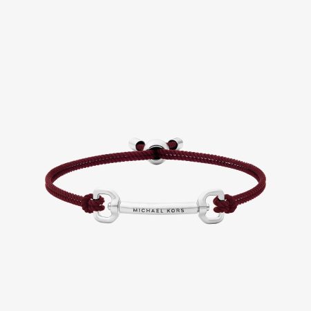 Michael Kors Horsebit Cord Slider Bracelet - Preorder — Silver Maroon