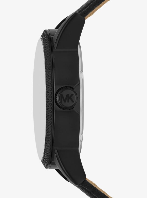 Michael Kors Oversized Hutton Black-Tone and Leather Watch - Preorder