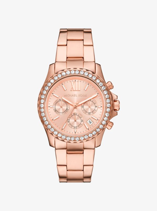 Michael Kors Oversized Everest Pavé Rose Gold-Tone Watch - Preorder