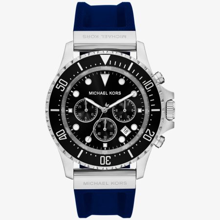 Michael Kors Oversized Everest Silver-Tone and Silicone Watch - Preorder — Navy