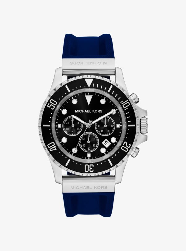 Michael Kors Oversized Everest Silver-Tone and Silicone Watch - Preorder