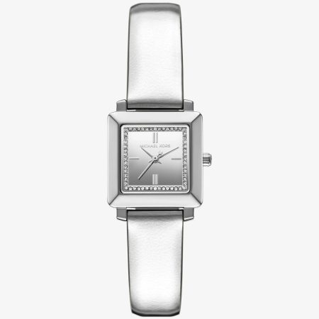 Michael Kors Mini Gwynn Pavé Silver-Tone and Leather Watch - Preorder — Silver