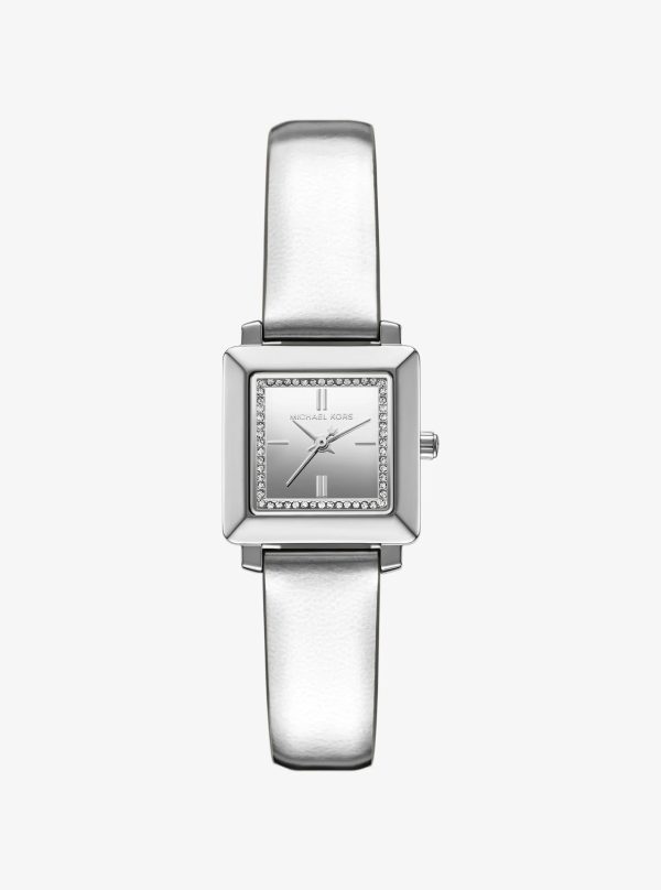 Michael Kors Mini Gwynn Pavé Silver-Tone and Leather Watch - Preorder