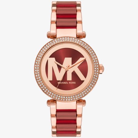 Michael Kors Parker Pavé Rose Gold-Tone and Acetate Watch - Preorder — Rose Gold