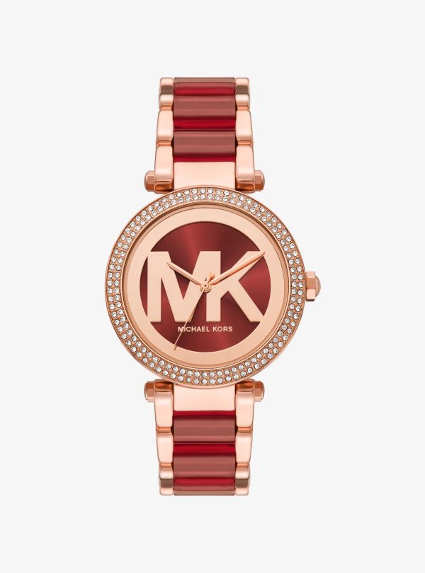 Michael Kors Parker Pavé Rose Gold-Tone and Acetate Watch - Preorder