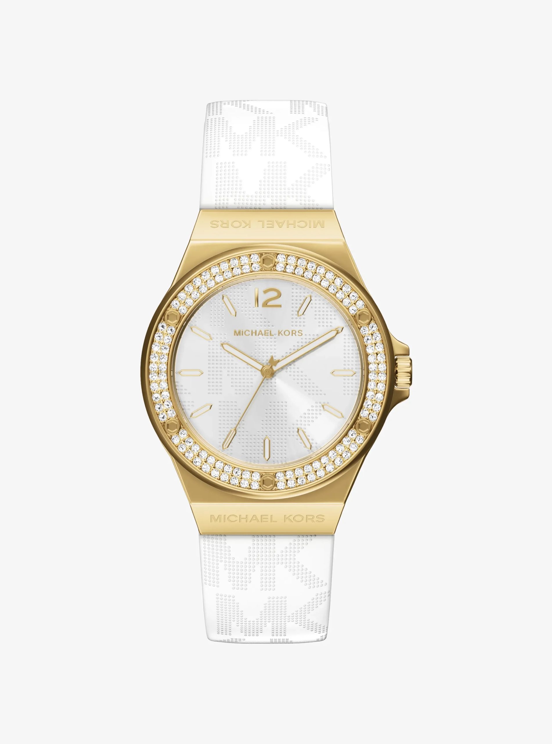 Michael Kors Lennox Pavé Gold-Tone and Logo Silicone Strap Watch - Preorder