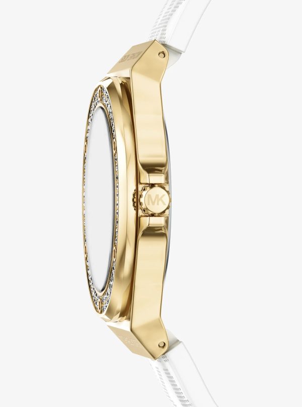 Michael Kors Lennox Pavé Gold-Tone and Logo Silicone Strap Watch - Preorder