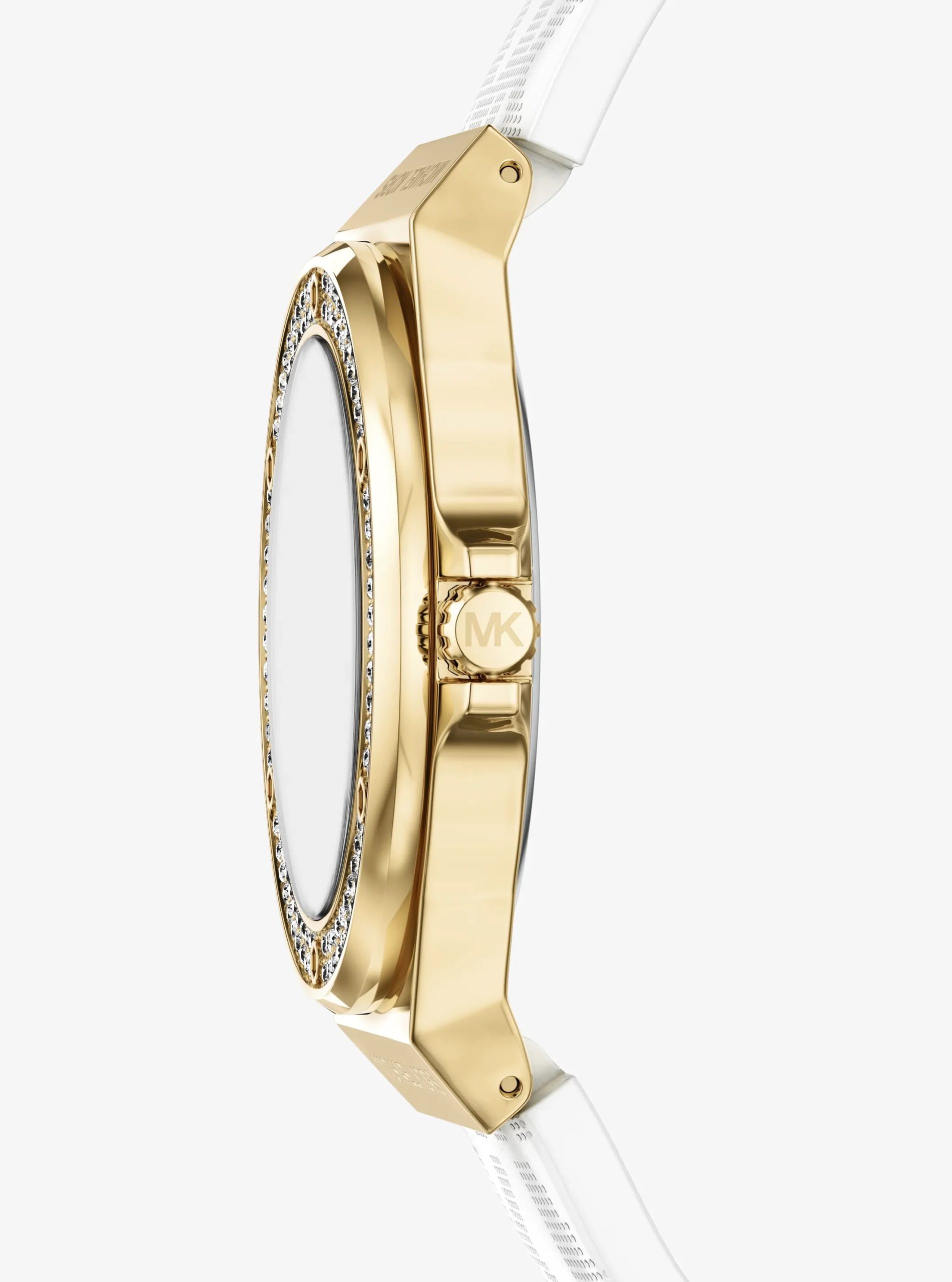 Michael Kors Lennox Pavé Gold-Tone and Logo Silicone Strap Watch - Preorder