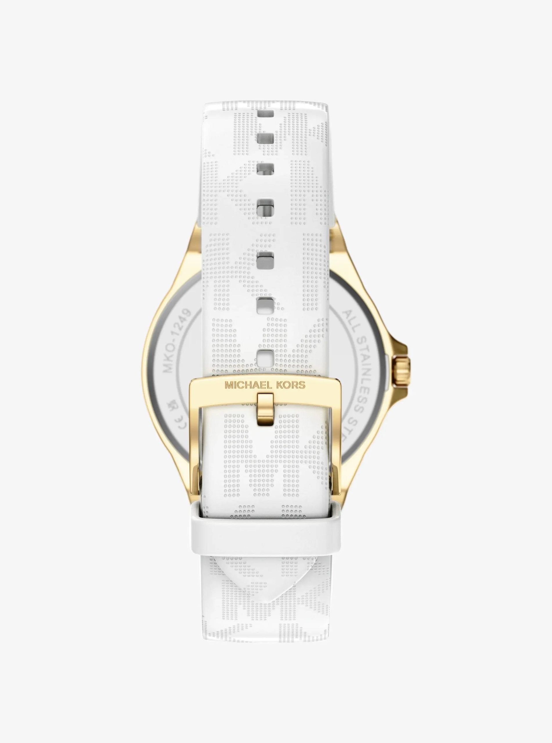 Michael Kors Lennox Pavé Gold-Tone and Logo Silicone Strap Watch - Preorder