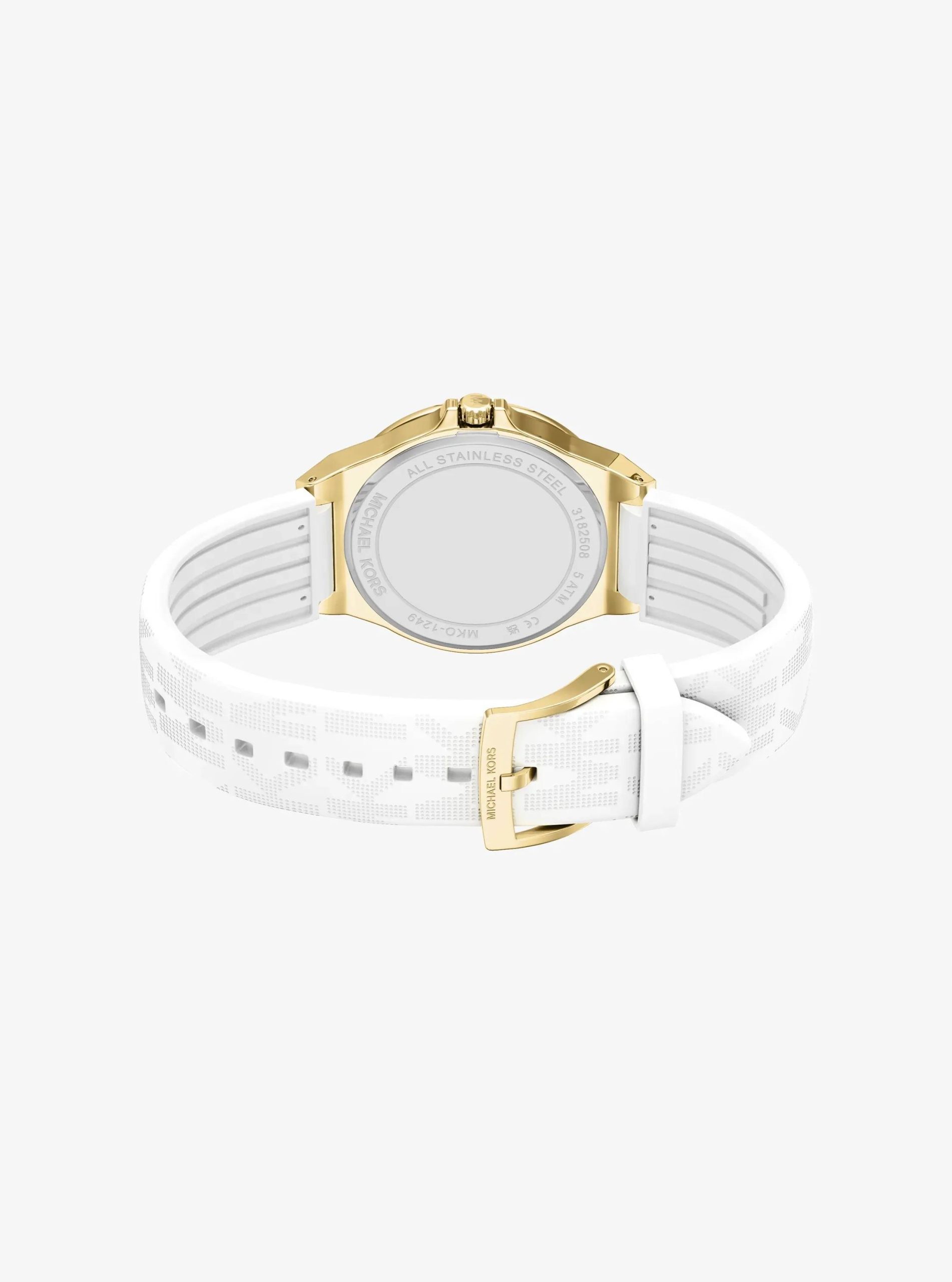 Michael Kors Lennox Pavé Gold-Tone and Logo Silicone Strap Watch - Preorder